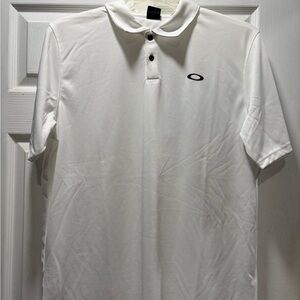 Oakley White Polo with Black Logo and Buttons